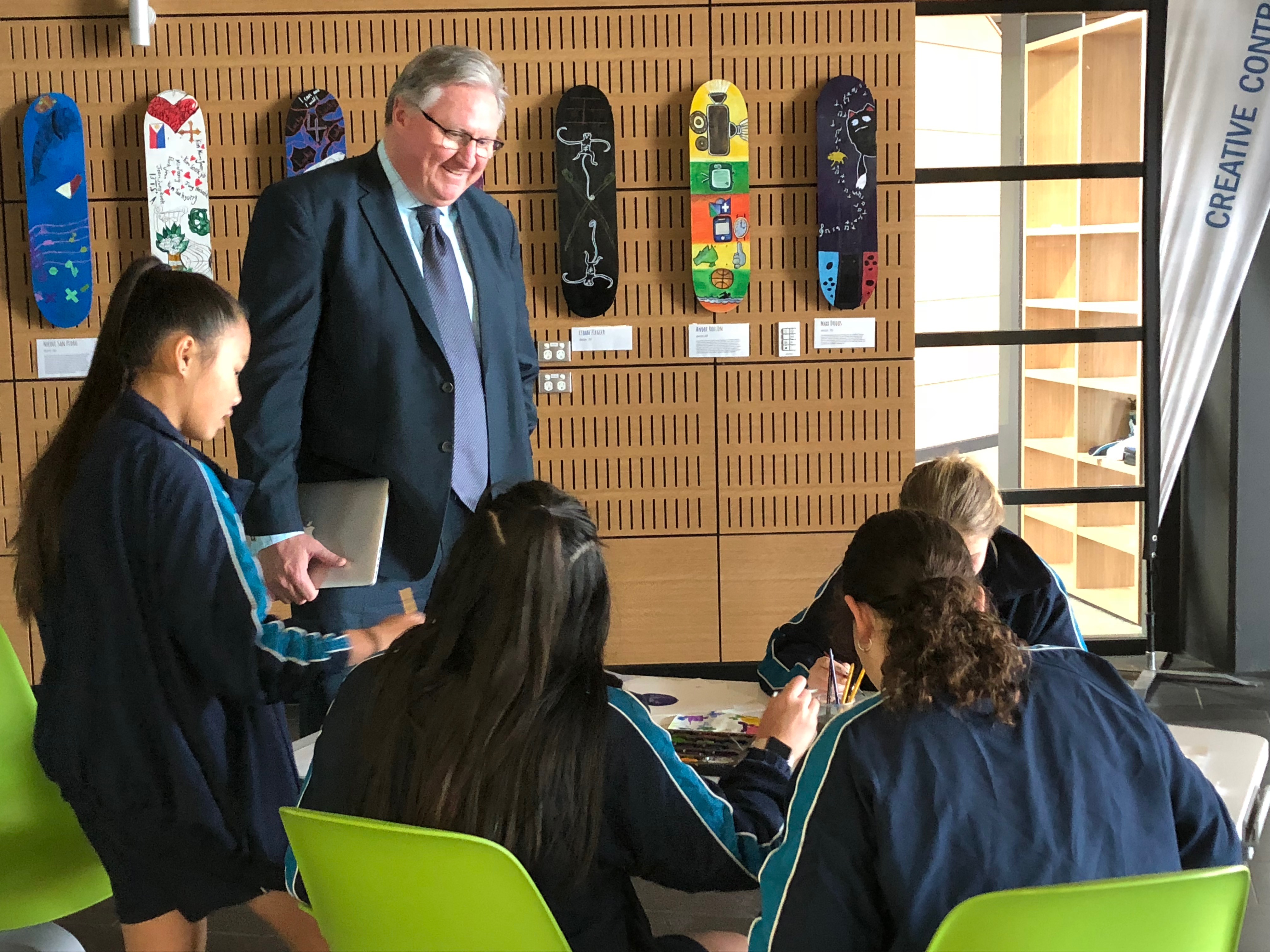 Mr Miller with students