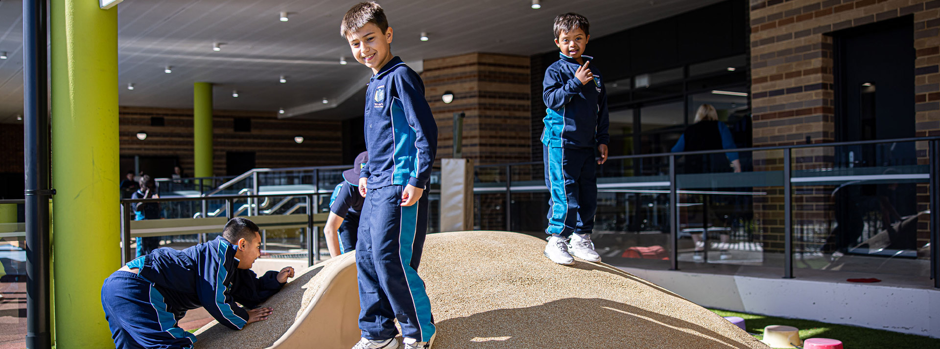 St Luke's Catholic School Marsden Park Arrunga High Needs students playing on playground