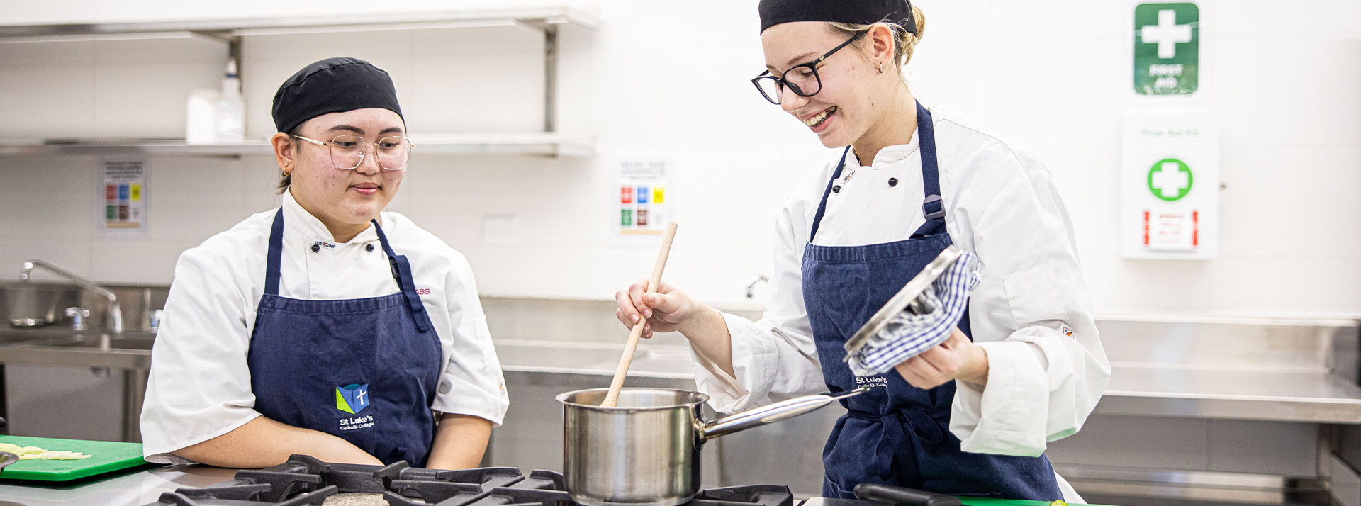 St Luke's Catholic School Marsden Park students in hospitality kitchen