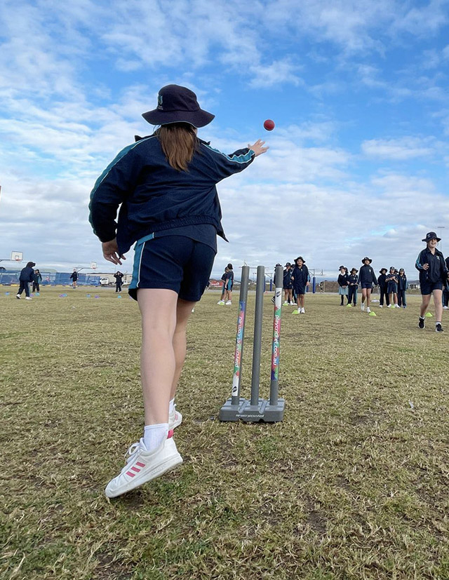 St Luke's Catholic School Marsden Park student playing cricket