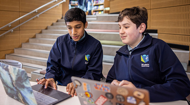 Boys collaboratively learning at St Luke's Marsden Park