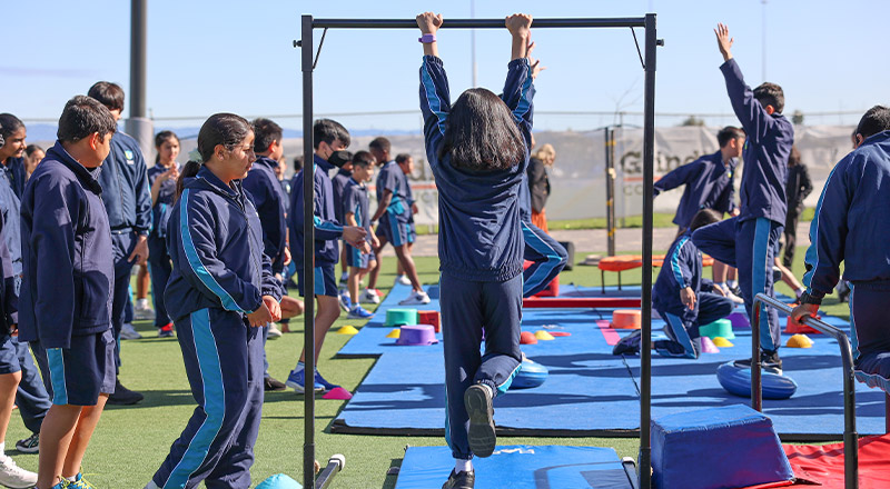 St Luke's Catholic School Marsden Park students participating in gymnastics