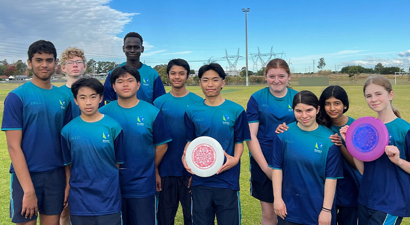 St Luke's Catholic School Marsden Park students playing ultimate frisbee