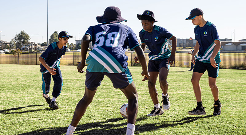 St Luke's Catholic School Marsden Park students playing soccer