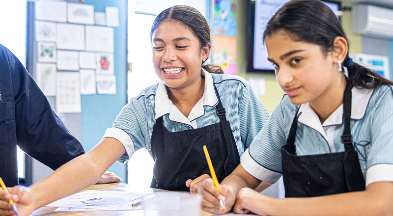 St Luke's Catholic School Marsden Park students painting
