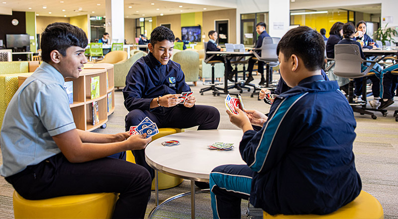 St Luke's Catholic School Marsden Park students playing uno