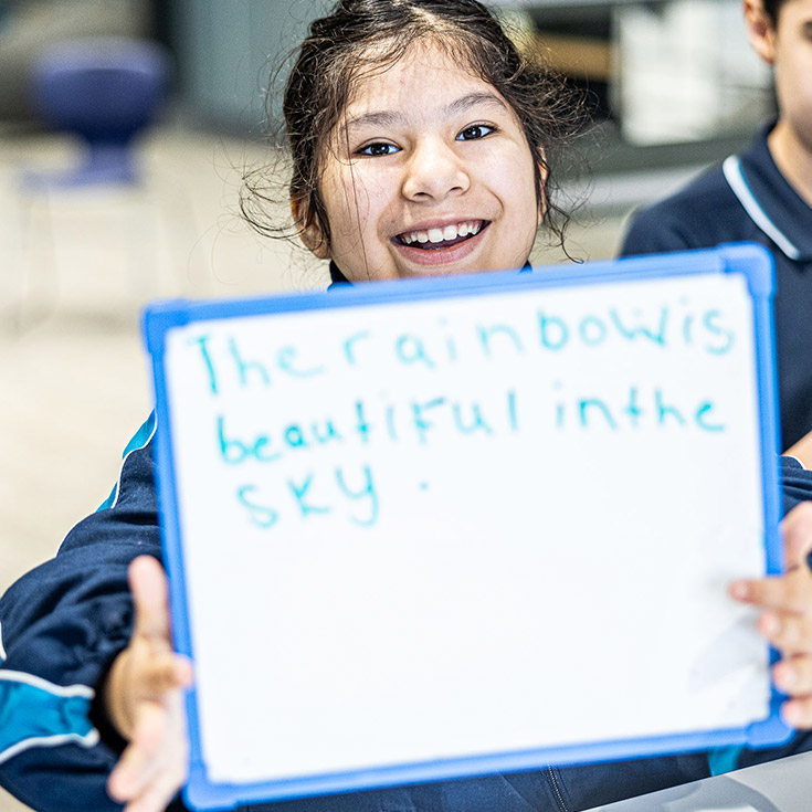 St Luke's Catholic School Marsden Park Arrunga High Needs student smiling